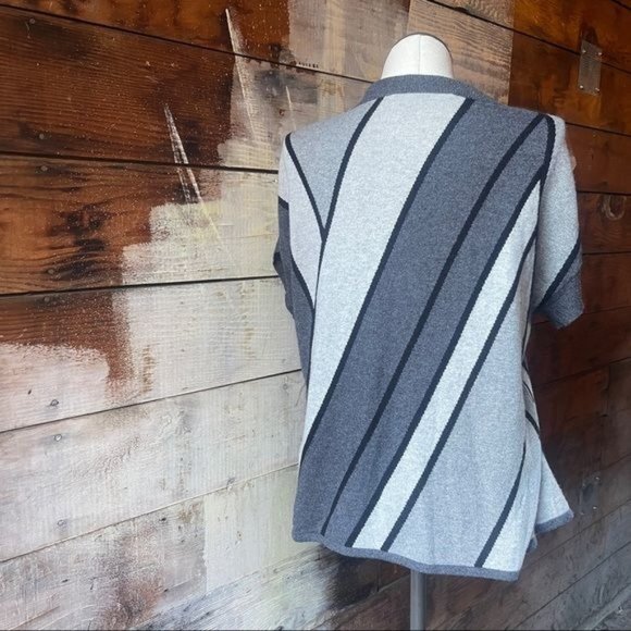 Amanda Wakeley 100% Cashmere Grey & Black Striped Sweater Cardigan - Picture 6 of 9